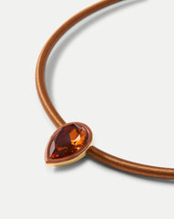 Brown Cord Pendant Necklace in Smoke