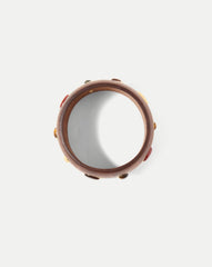 Wood Embellished Bangle in Brown Multi