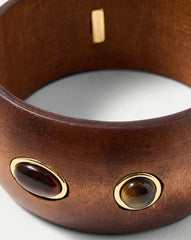 Wood Embellished Bangle in Brown Multi