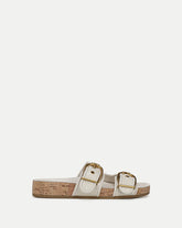 Prue Croc-Embossed Buckle Sandal in White