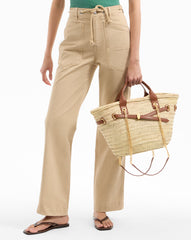 Heather Straight-Leg Twill Pant in Stone Khaki
