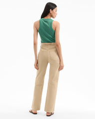 Heather Straight-Leg Twill Pant in Stone Khaki