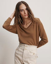 Milette Merino Wool Pullover in Dark Tan