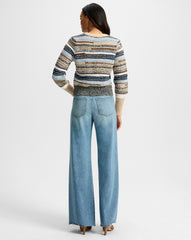 Cecily Striped Cardigan in Blue & Brown