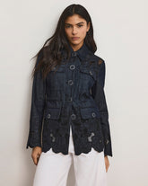Kiki Eyelet Jacket in Indigo Rinse