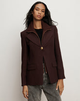 Kessler Wool-Blend Dickey Jacket in Burgundy Melange