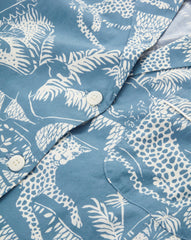 Long-Sleeve Cotton Pajama Set in Jasper Blue