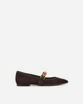 Selene Embellished Flat in Dark Brown