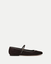 Ellie Suede Flat in Black Espresso