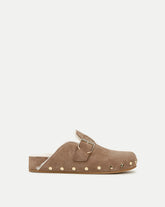 Fern Shearling Clog in Taupe Suede