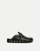 Fern Shearling Clog in Black Leather