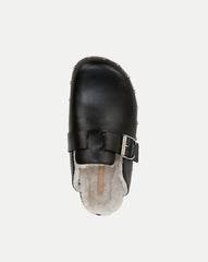 Fern Shearling Clog in Black Leather
