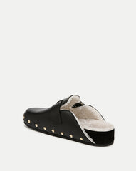Fern Shearling Clog in Black Leather