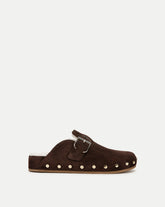 Fern Shearling Clog in Brown Suede