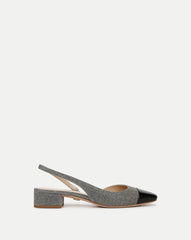 Cecile Lurex Cap-Toe Slingback in Silver/Black