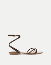 Allegra Leather Ankle-Wrap Sandal in Brown