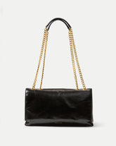Wedge Leather Shoulder Bag in Black