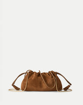 Small Veronica Beard Suede Stash Bag in Brown Acorn