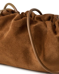 Small Veronica Beard Suede Stash Bag in Brown Acorn