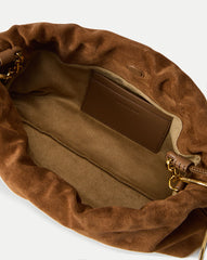 Small Veronica Beard Suede Stash Bag in Brown Acorn
