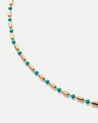Enamel Bead Chain Necklace in Turquoise