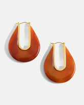 Resin Drop Hoop Earring in Rust