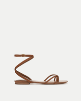 Allegra Suede Ankle-Wrap Sandal in Brown