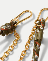 Paracord and Chain Bag Strap & Charm in Gold & Khaki Cypress Multi