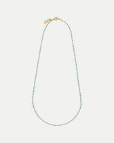 Long Enamel Bead Chain Necklace in Turquoise
