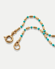 Enamel Bead Chain Anklet in Turquoise