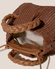 BOMBON M RAFFIA - Medium Plaited-handle Raffia Handbag
