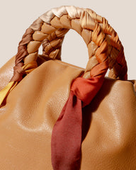 BOMBON M FOULARD - Medium Plaited-handle Leather Handbag