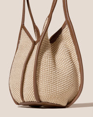 CALELLA BUCKET SOFT RAFFIA - Leather-trimmed Shoulder Bag