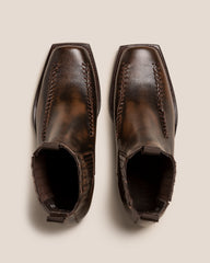 AGULLA - Square-Toe Braided Detail Chelsea Boot