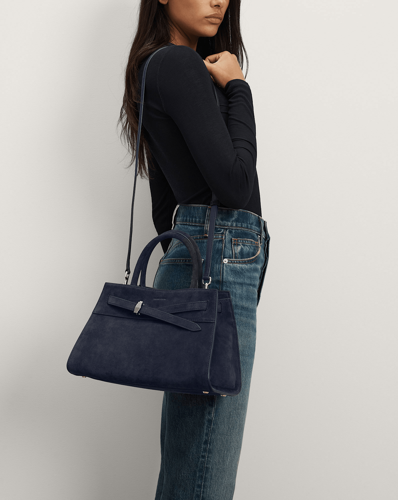 Veronica Beard Dash Bag in Navy Seude