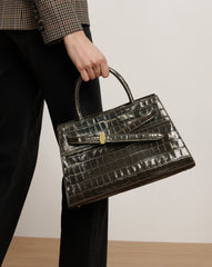 Veronica Beard Dash Bag in Green Crocodile Cypress