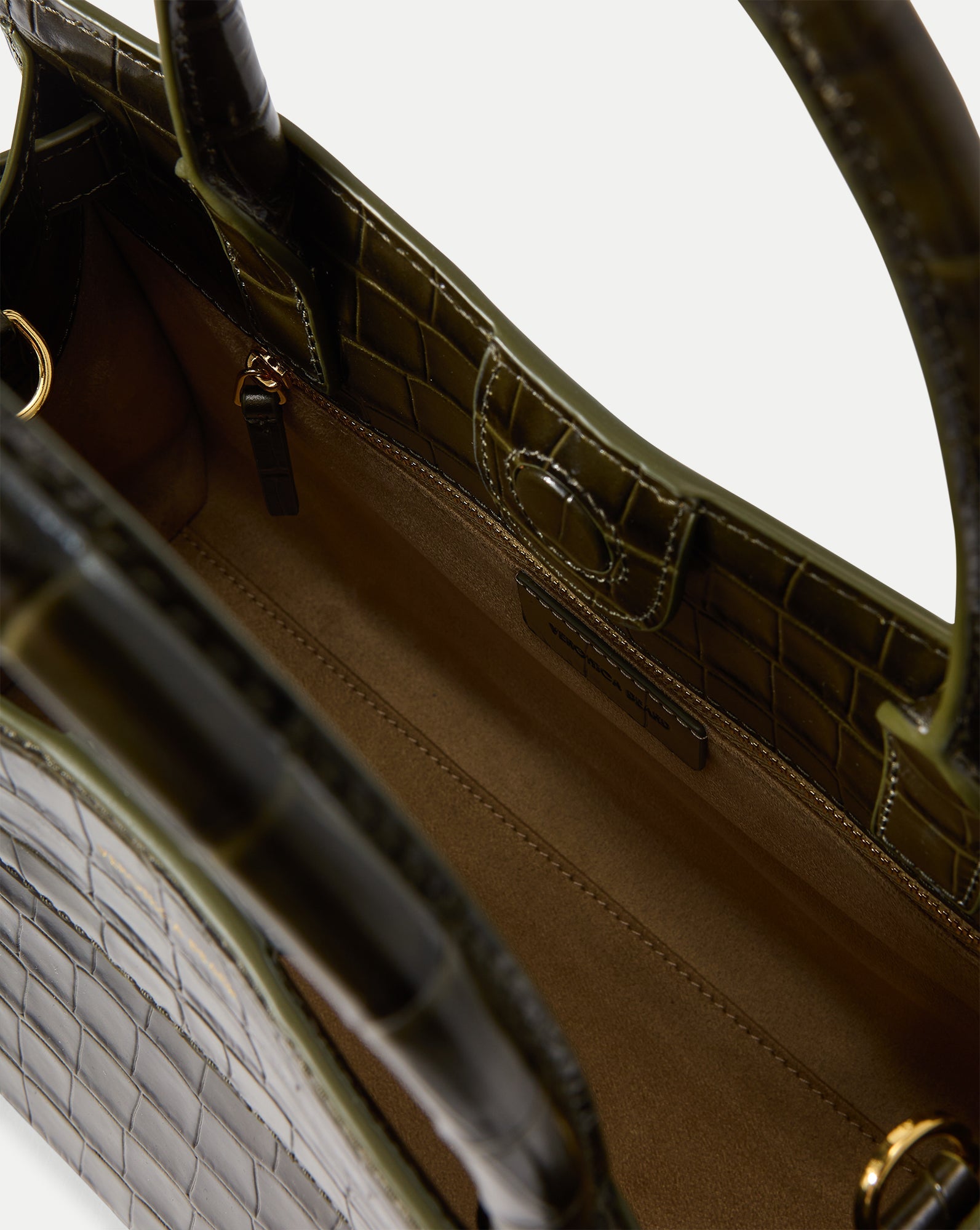 Veronica Beard Dash Bag in Green Crocodile Cypress