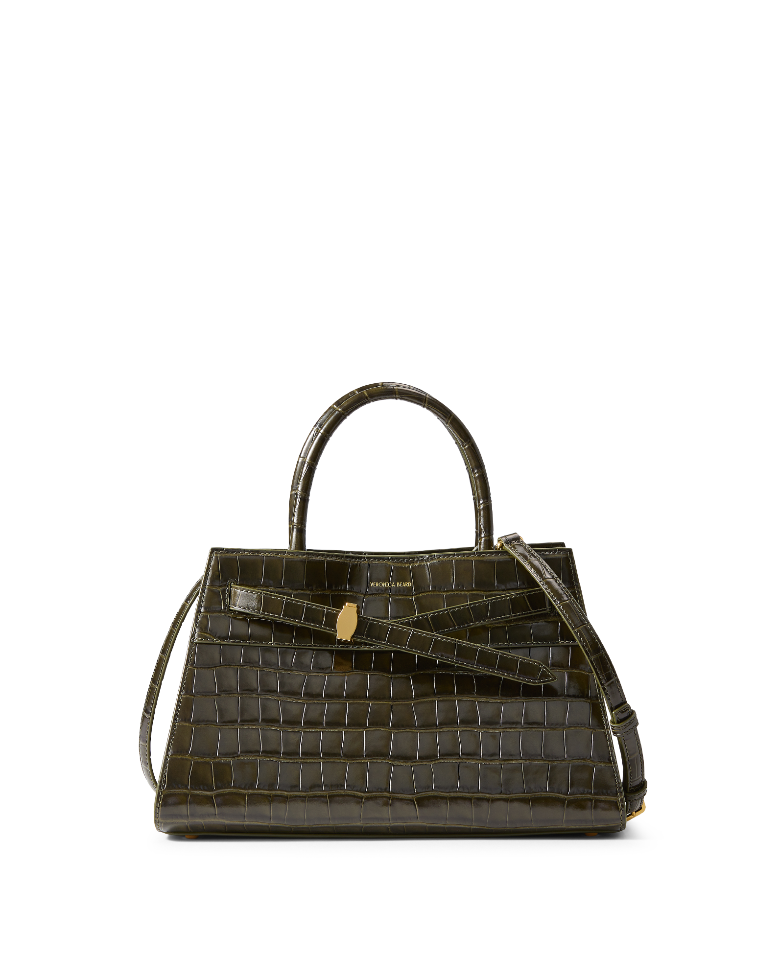 Veronica Beard Dash Bag in Green Crocodile Cypress