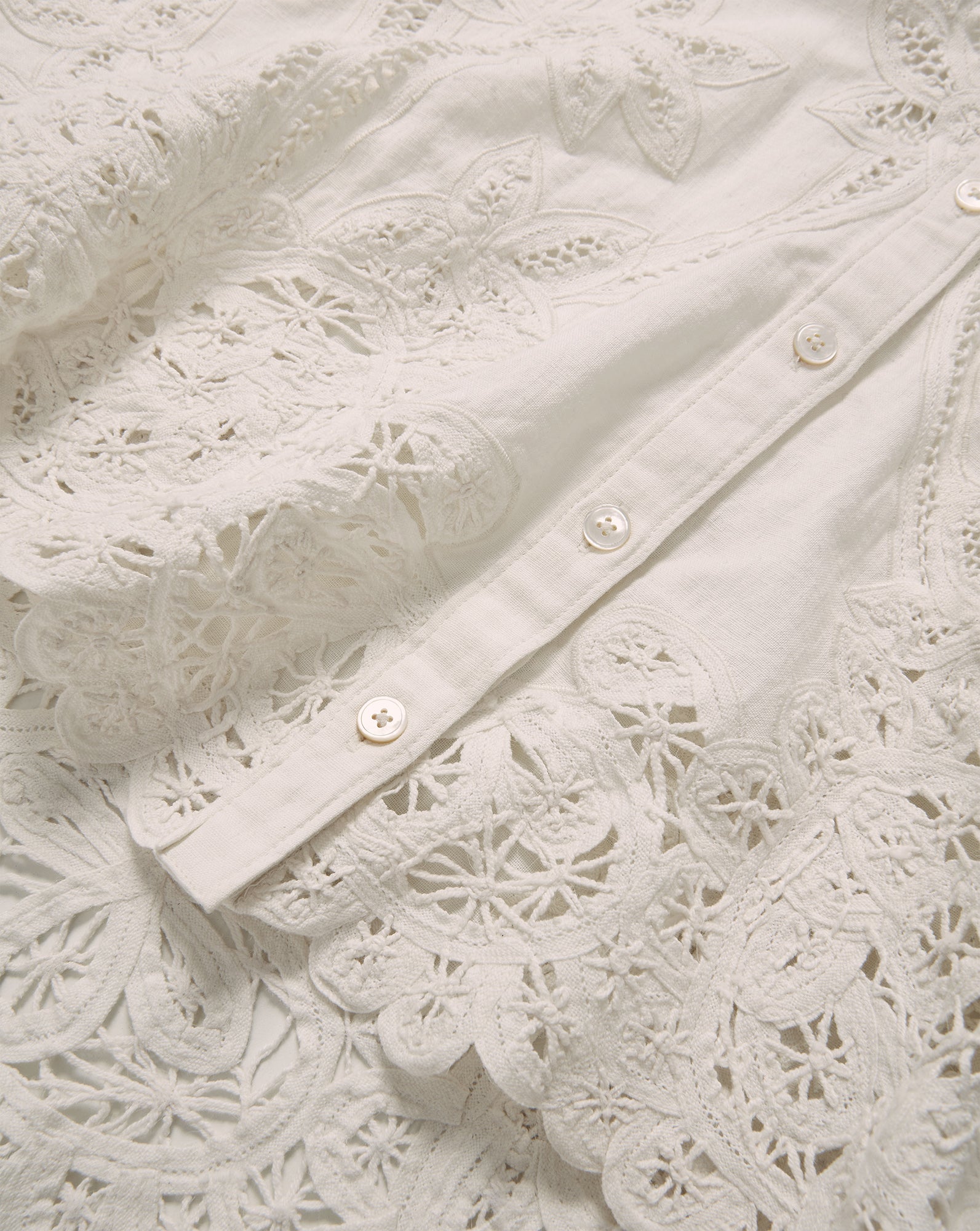 Aderes Eyelet Button-Down Shirt in Off- White Dove