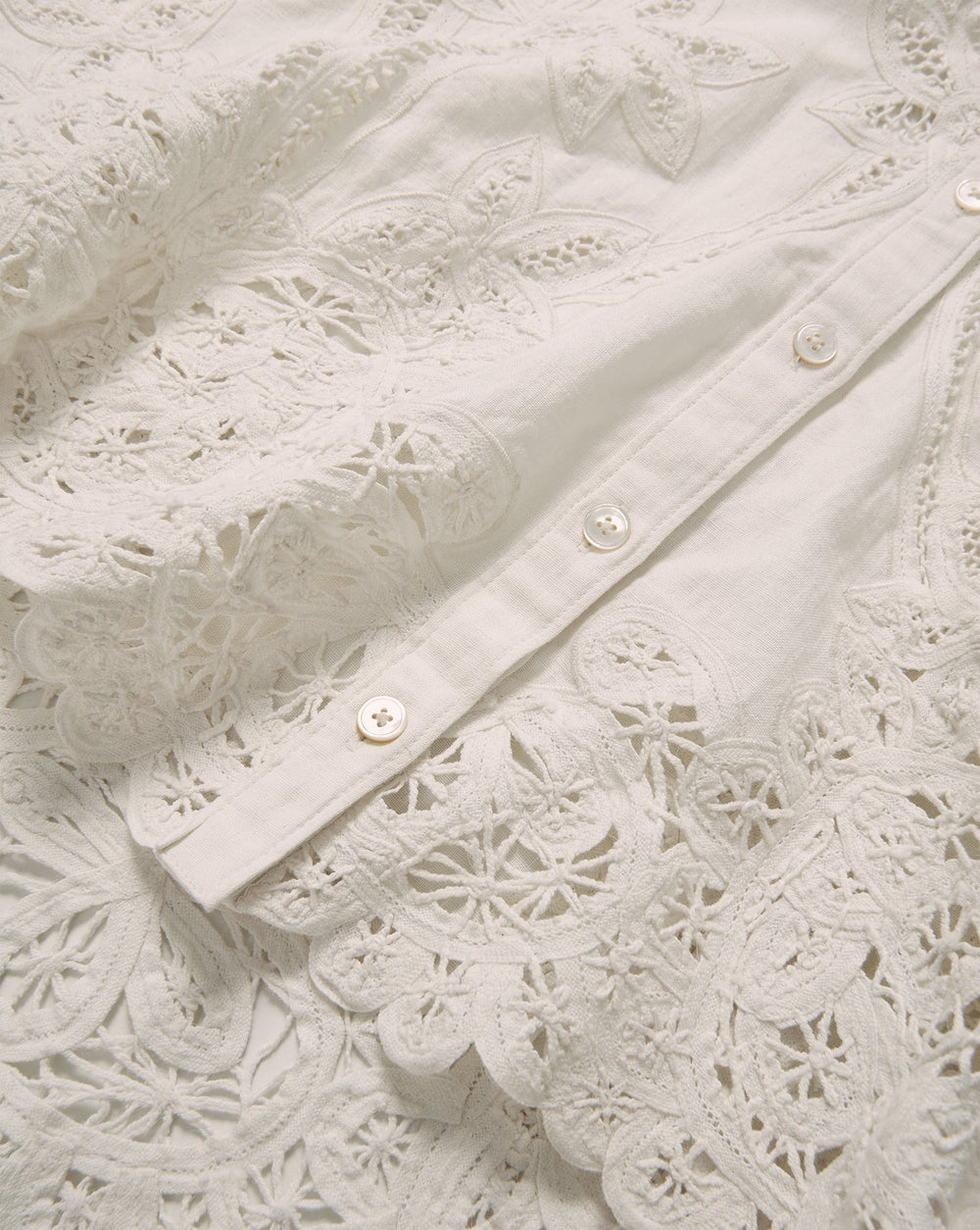 Aderes Eyelet Button-Down Shirt in Off- White Dove