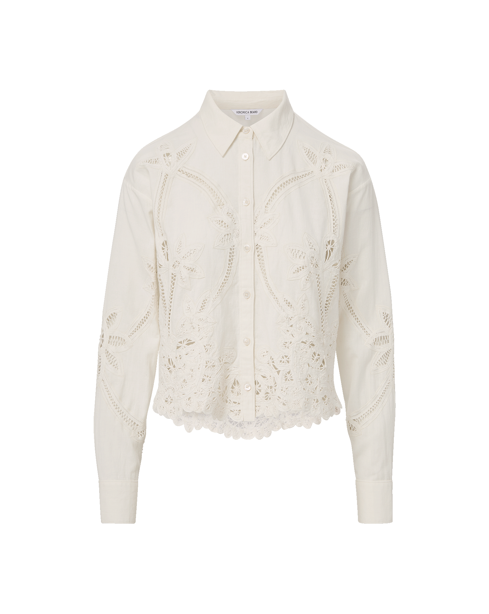 Aderes Eyelet Button-Down Shirt in Off- White Dove
