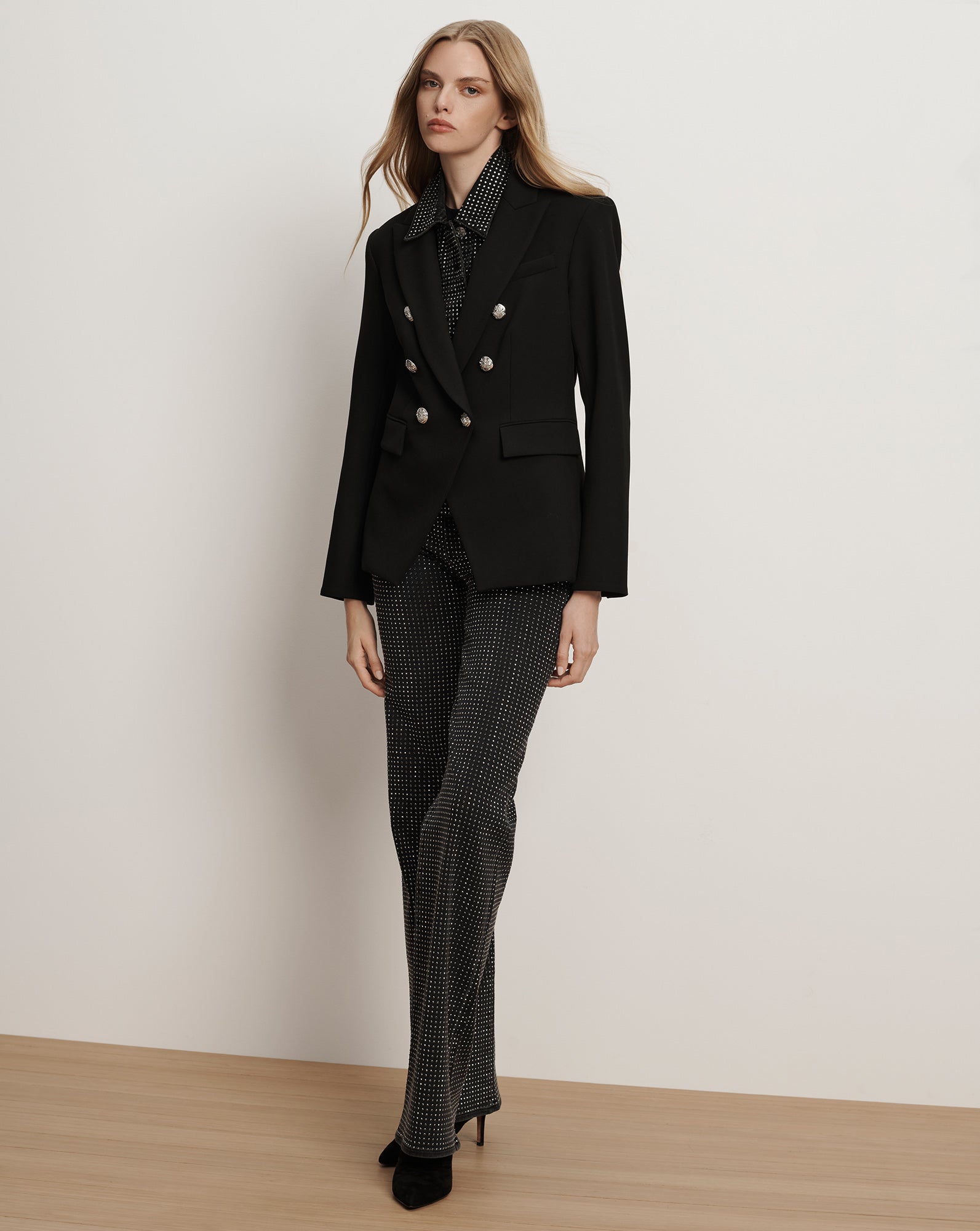 Slate Rhinestone Embellished Dickey in Black Denim Washed Onxy