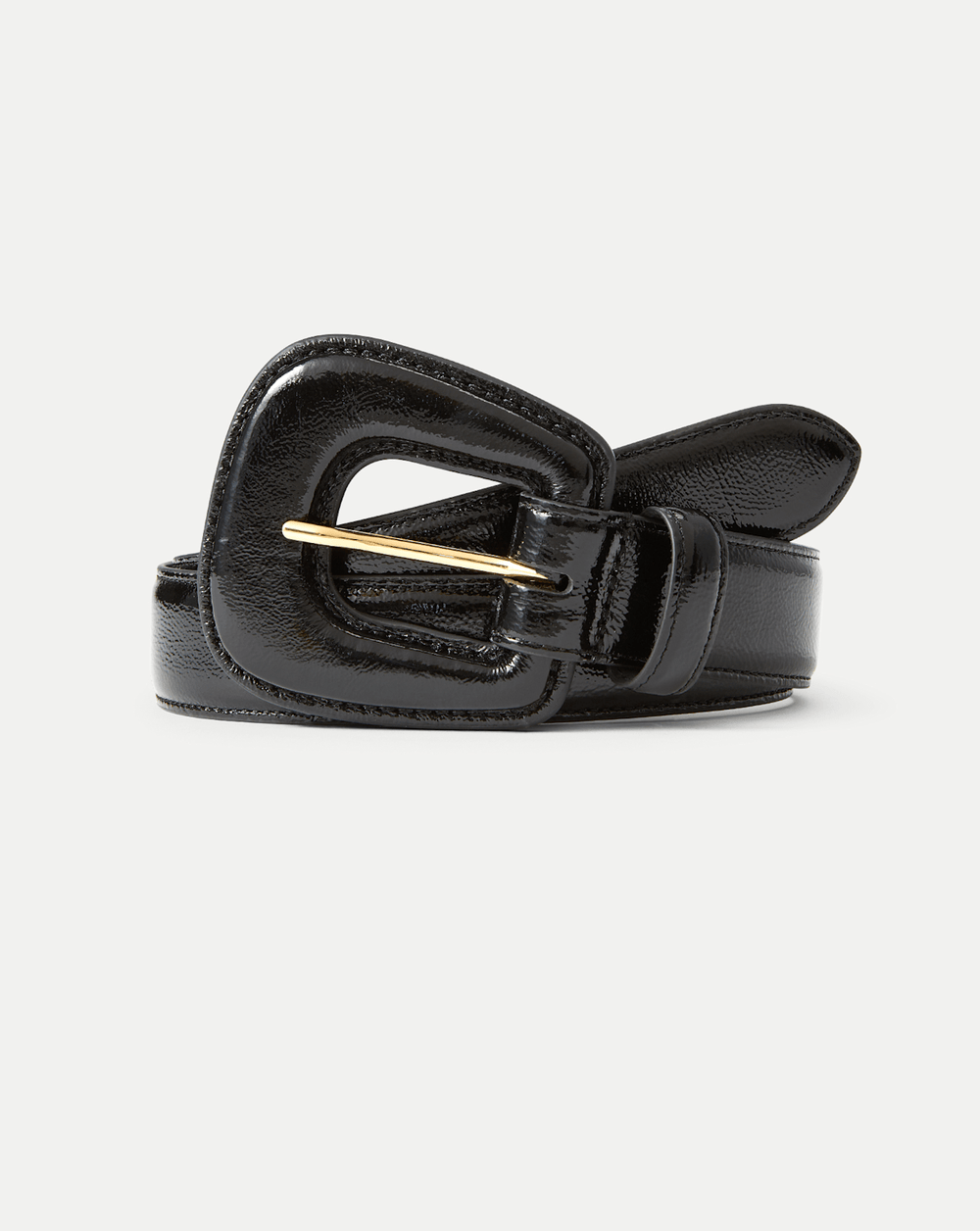 Elsy Leather-Buckle Belt in Black