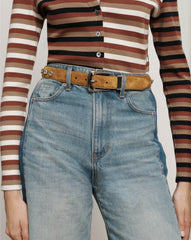 Arch Suede Crystal Embellished Belt in Brown Suede Acorn