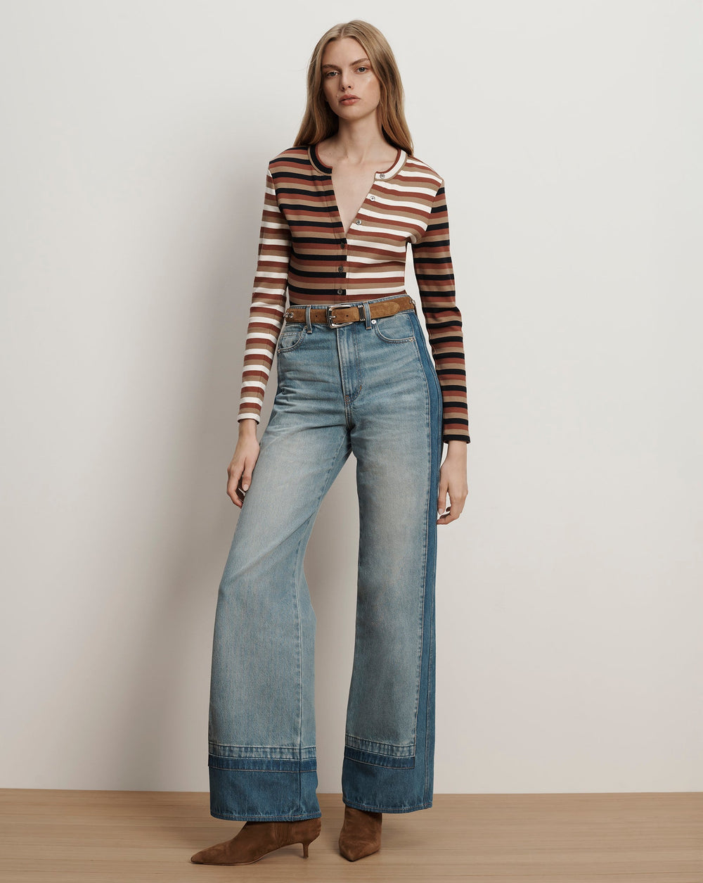 Arch Suede Crystal Embellished Belt in Brown Suede Acorn