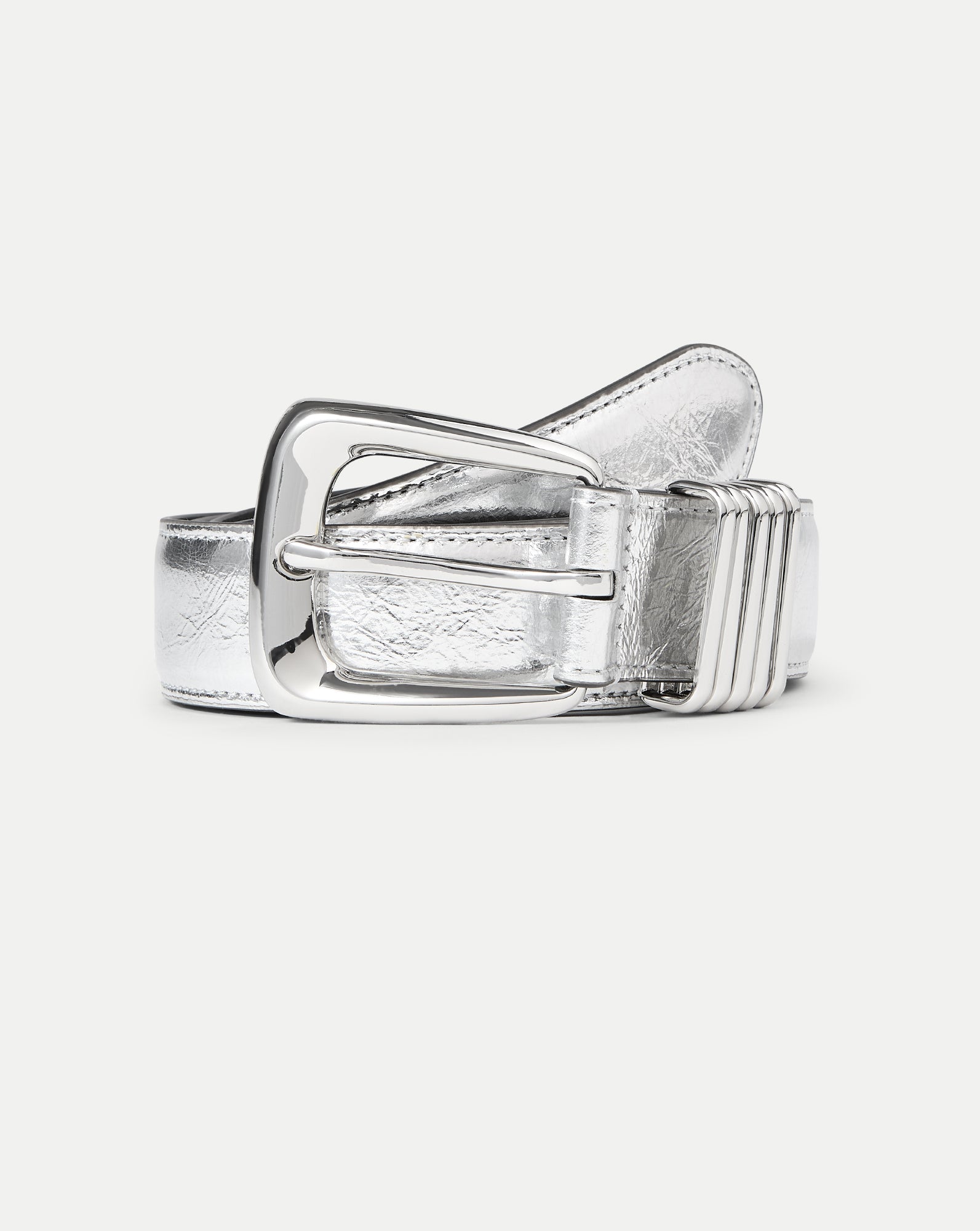 Arch Leather Belt in Silver