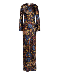 Gemma Silk-Blend Floral Maxi Dress in Black Multi