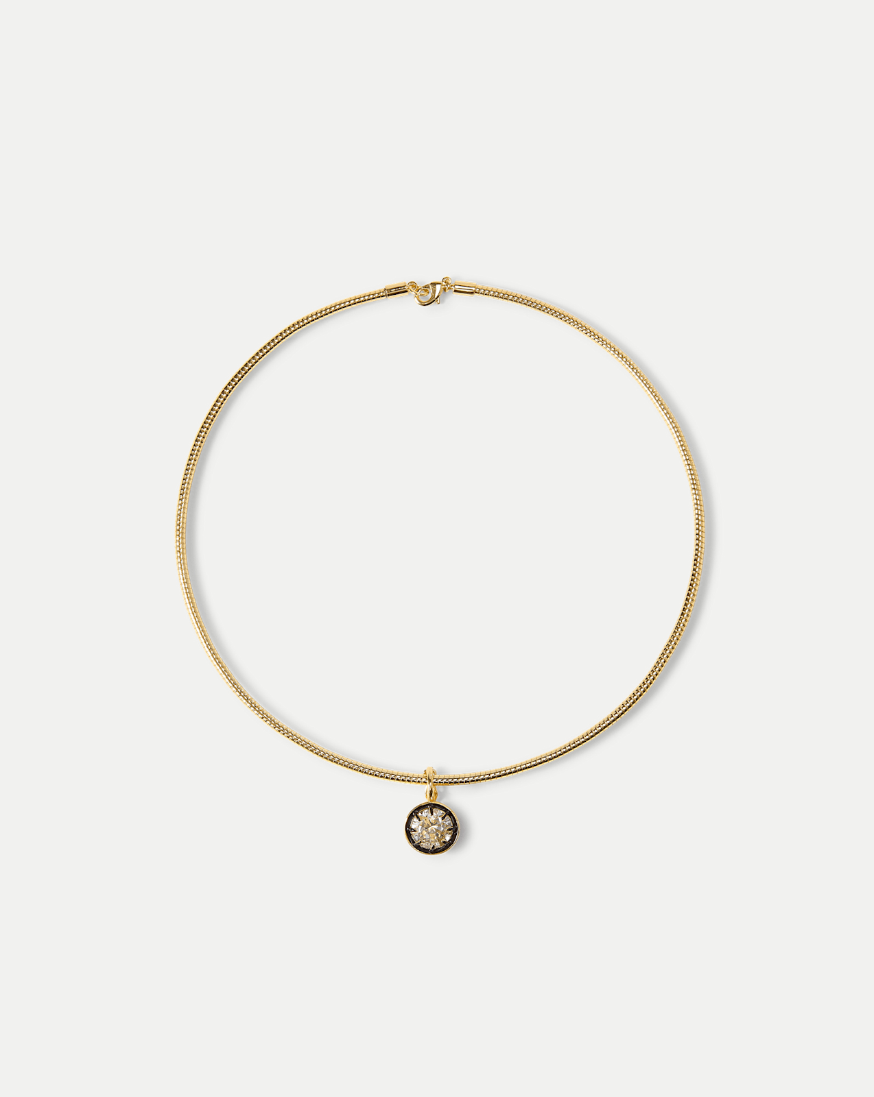 Gold Snake Chain Pendant Necklace in Clear/Gold