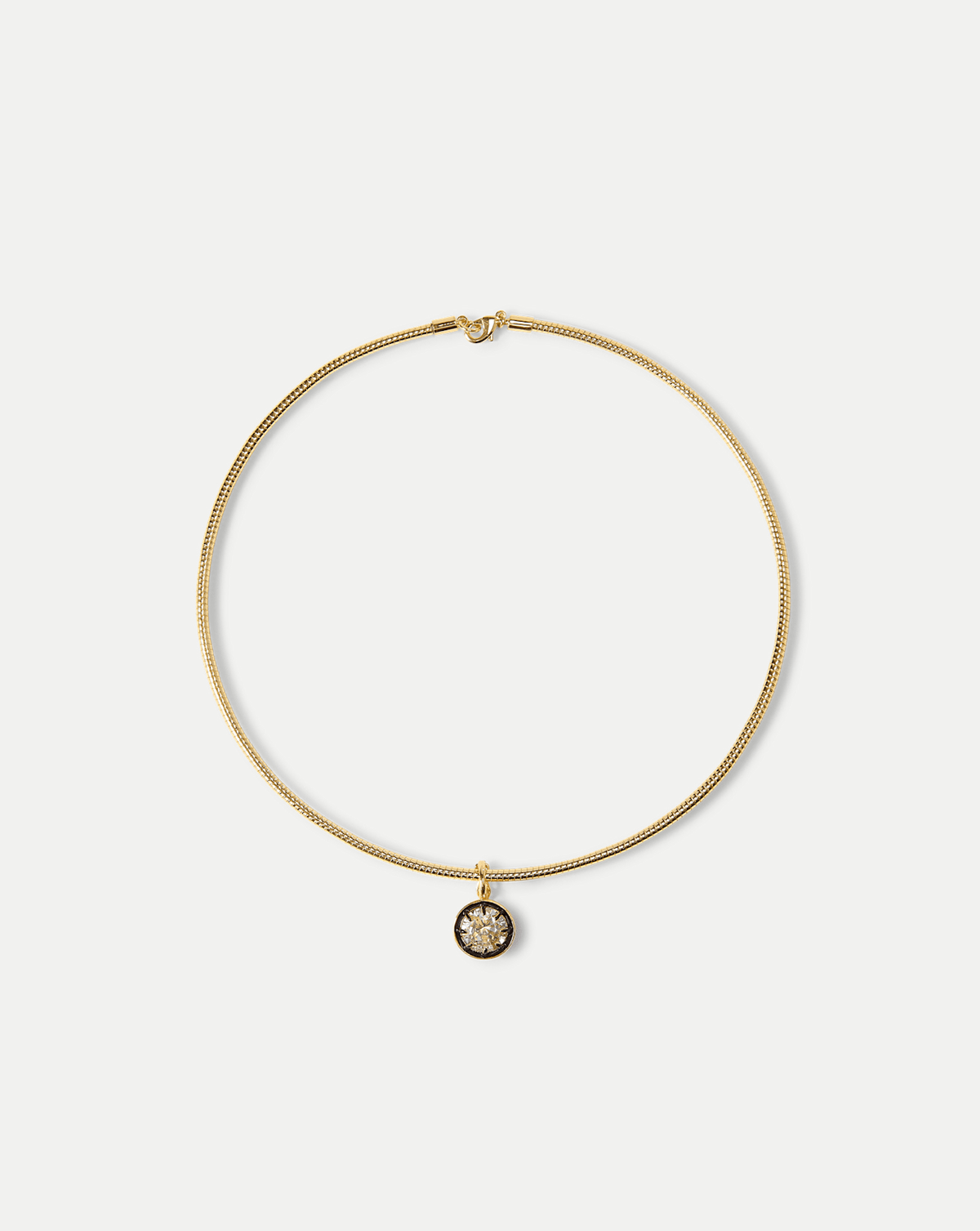 Gold Snake Chain Pendant Necklace in Clear/Gold