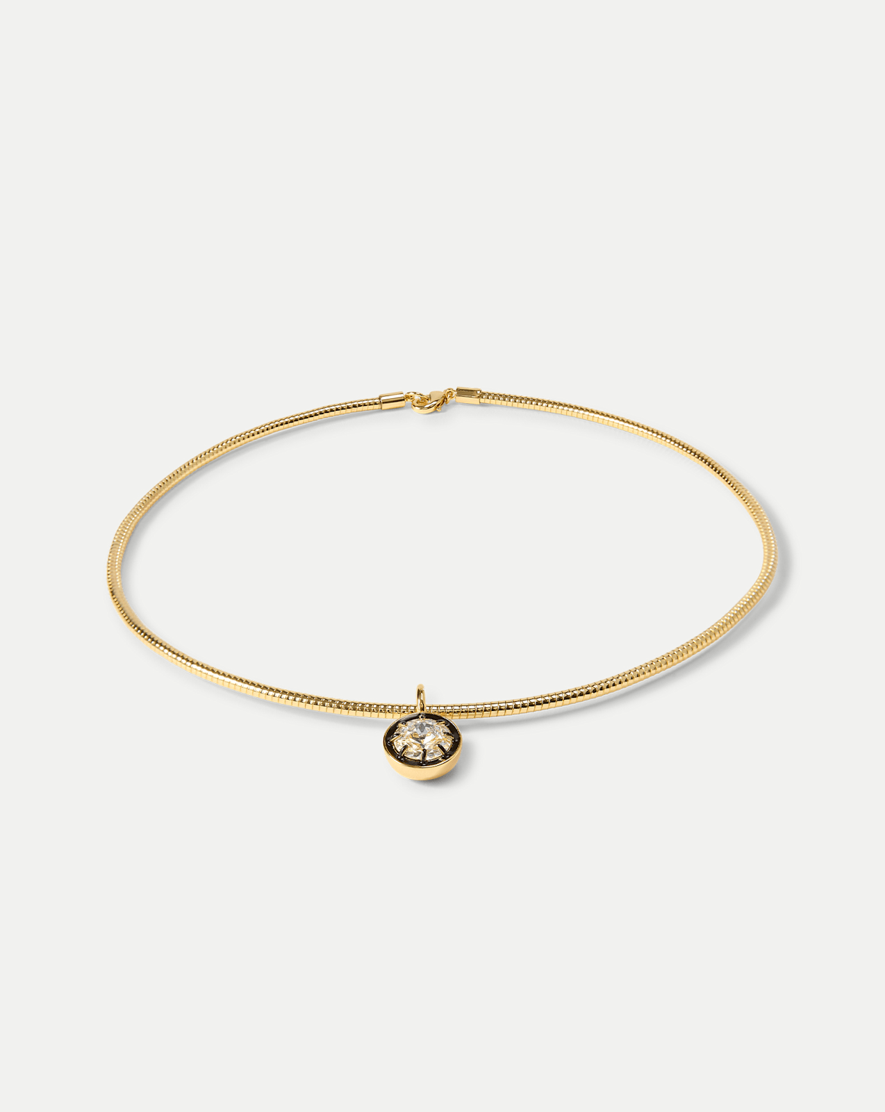 Gold Snake Chain Pendant Necklace in Clear/Gold